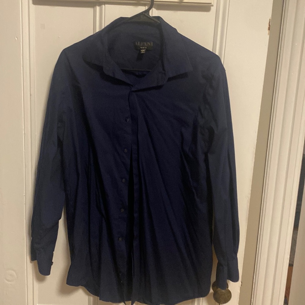 Collar 16-16.5, Length 32-33, Slim Fit, Midnight blue, Alfani button down